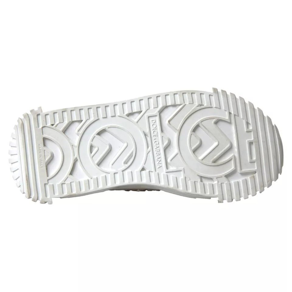 Dolce & Gabbana White NS1 Canvas Leather Embellished Sneakers Shoes - RIMODA