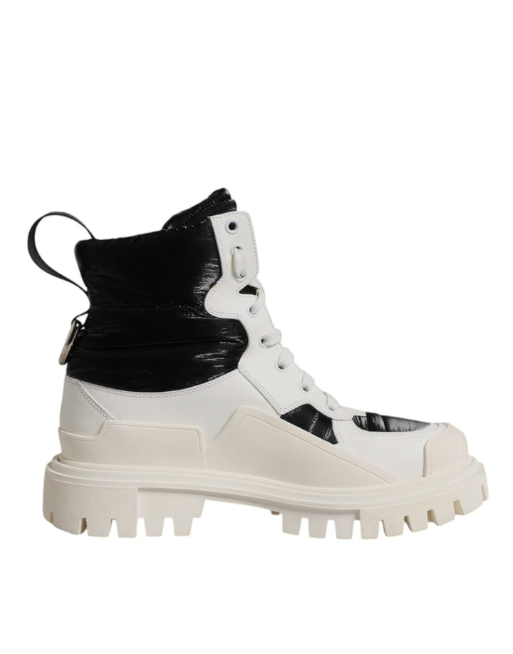 Dolce & Gabbana White Padded Mid Calf Lace Up Boots Shoes - RIMODA