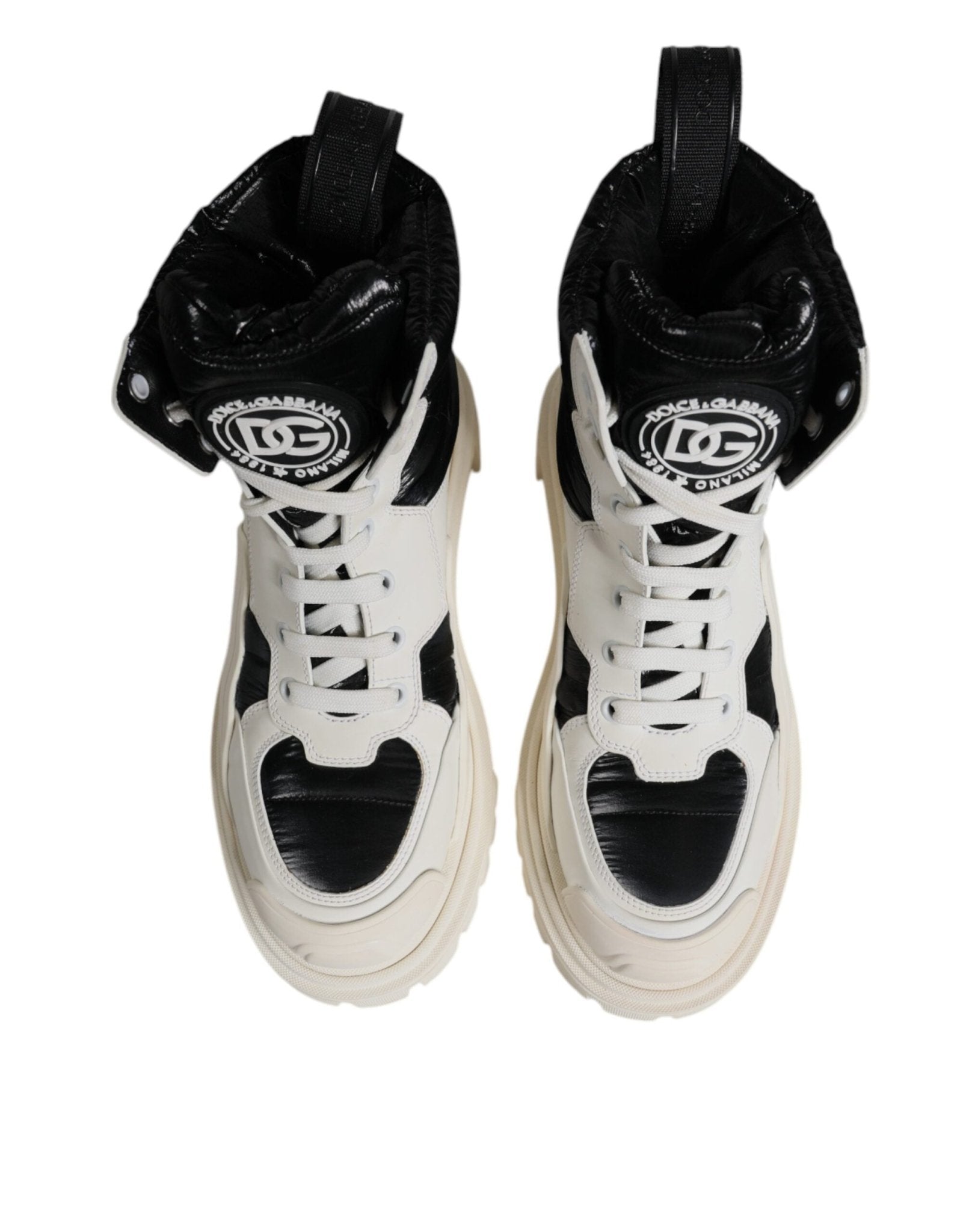 Dolce & Gabbana White Padded Mid Calf Lace Up Boots Shoes - RIMODA