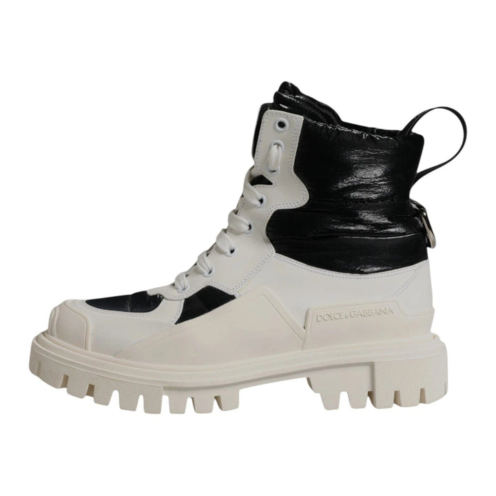 Dolce & Gabbana White Padded Mid Calf Lace Up Boots Shoes - RIMODA