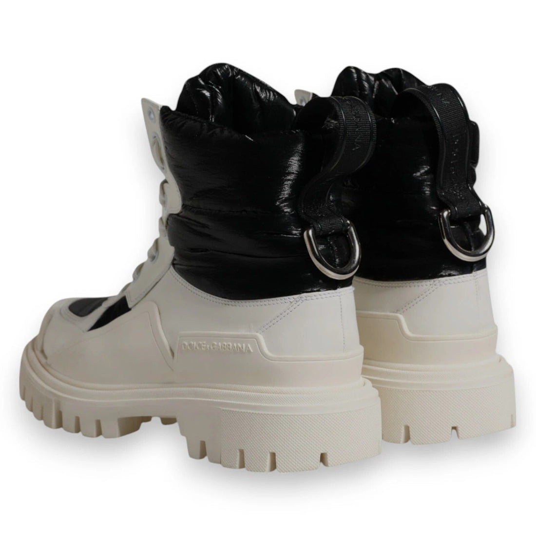 Dolce & Gabbana White Padded Mid Calf Lace Up Boots Shoes - RIMODA