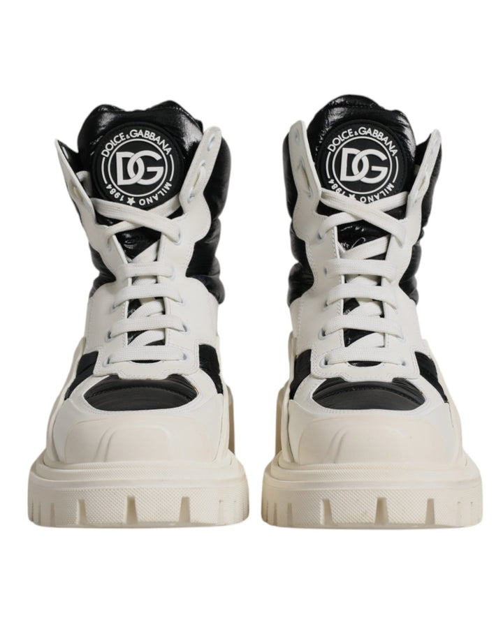 Dolce & Gabbana White Padded Mid Calf Lace Up Boots Shoes - RIMODA