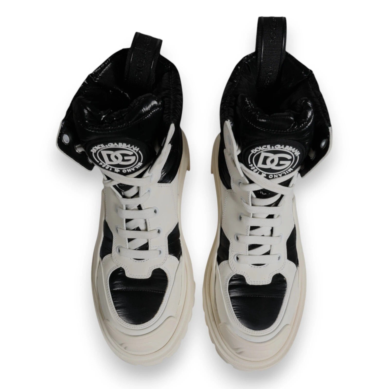 Dolce & Gabbana White Padded Mid Calf Lace Up Boots Shoes - RIMODA
