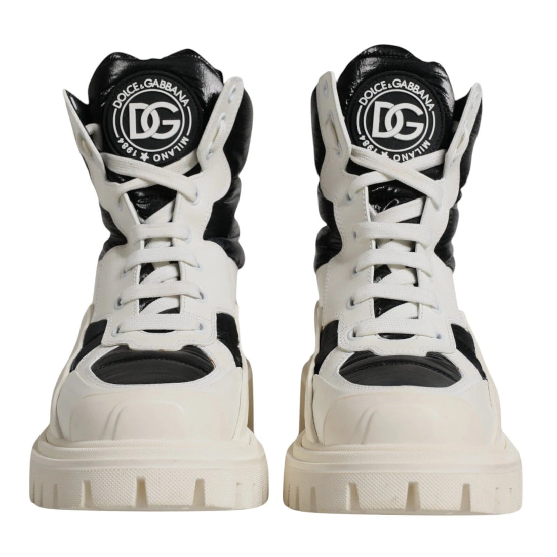 Dolce & Gabbana White Padded Mid Calf Lace Up Boots Shoes - RIMODA