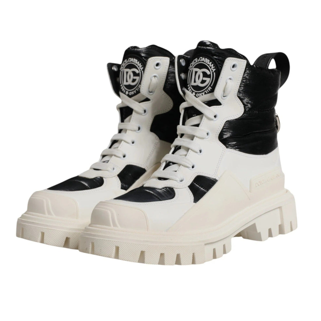 Dolce & Gabbana White Padded Mid Calf Lace Up Boots Shoes - RIMODA
