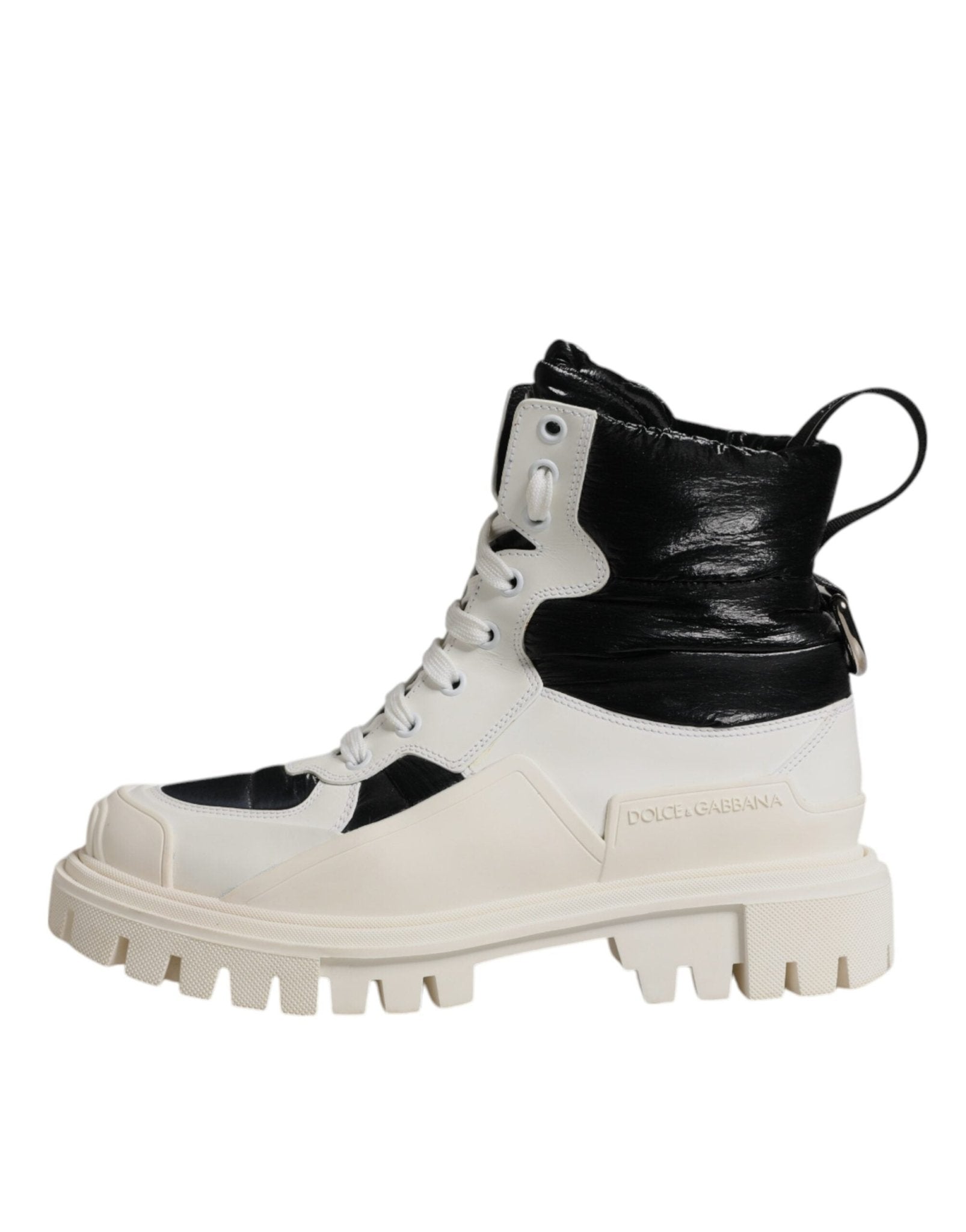 Dolce & Gabbana White Padded Mid Calf Lace Up Boots Shoes - RIMODA