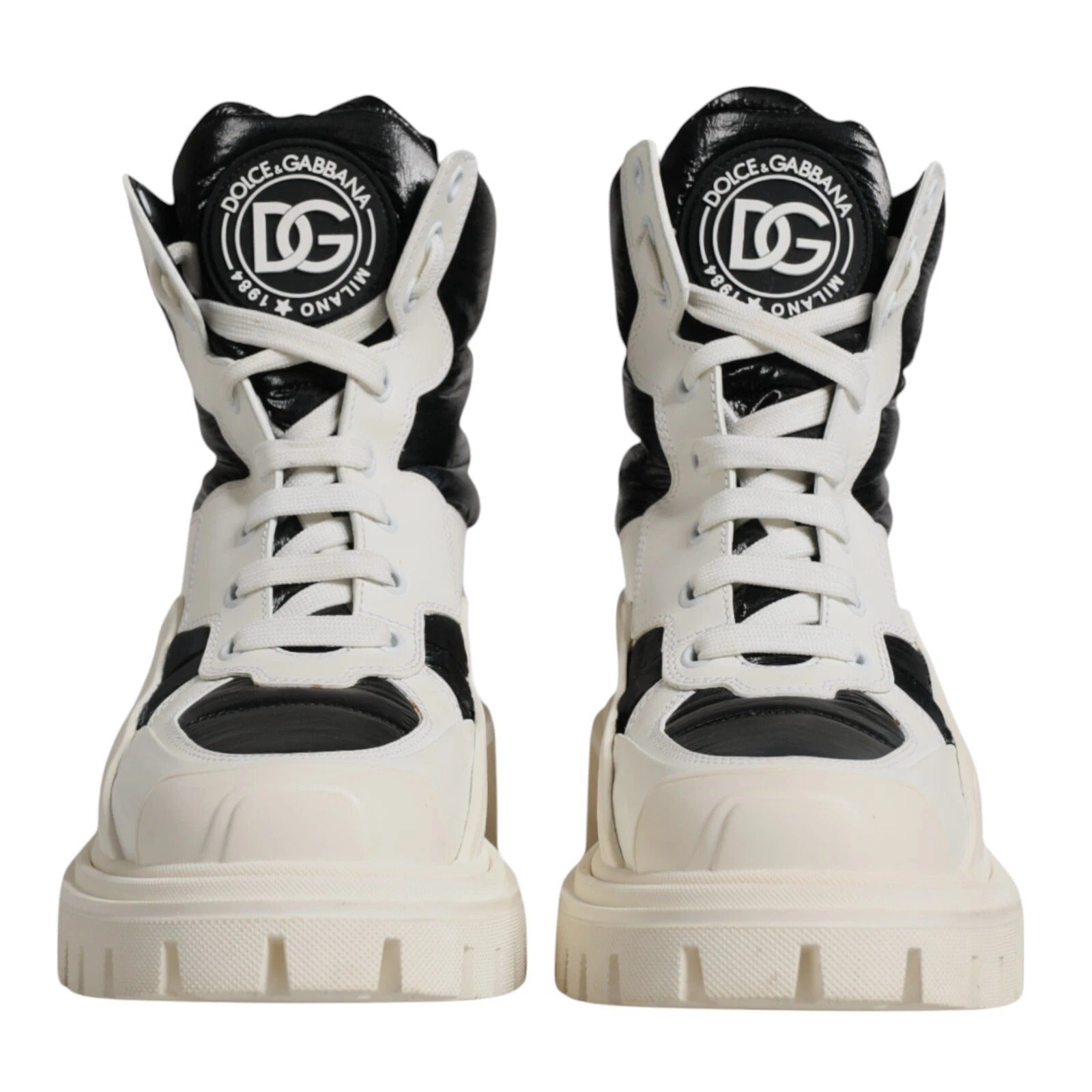 Dolce & Gabbana White Padded Mid Calf Lace Up Boots Shoes - RIMODA