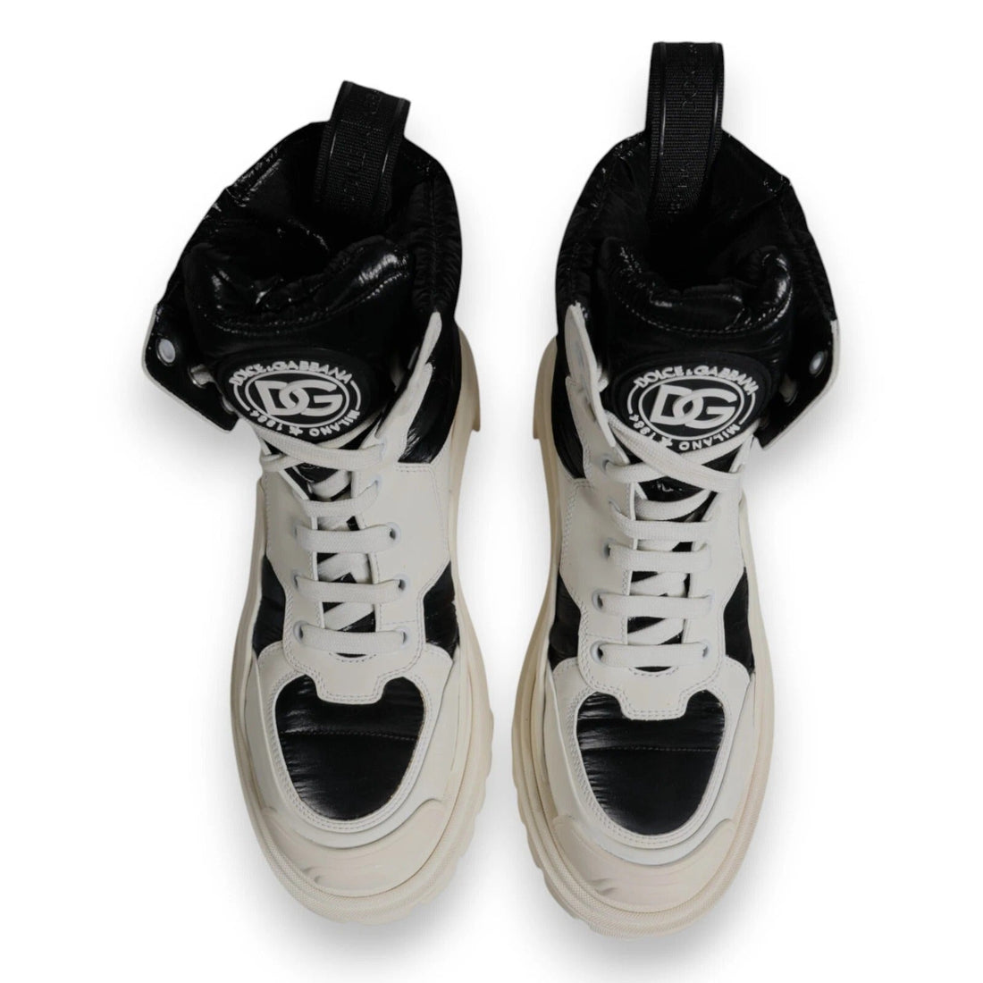Dolce & Gabbana White Padded Mid Calf Lace Up Boots Shoes - RIMODA