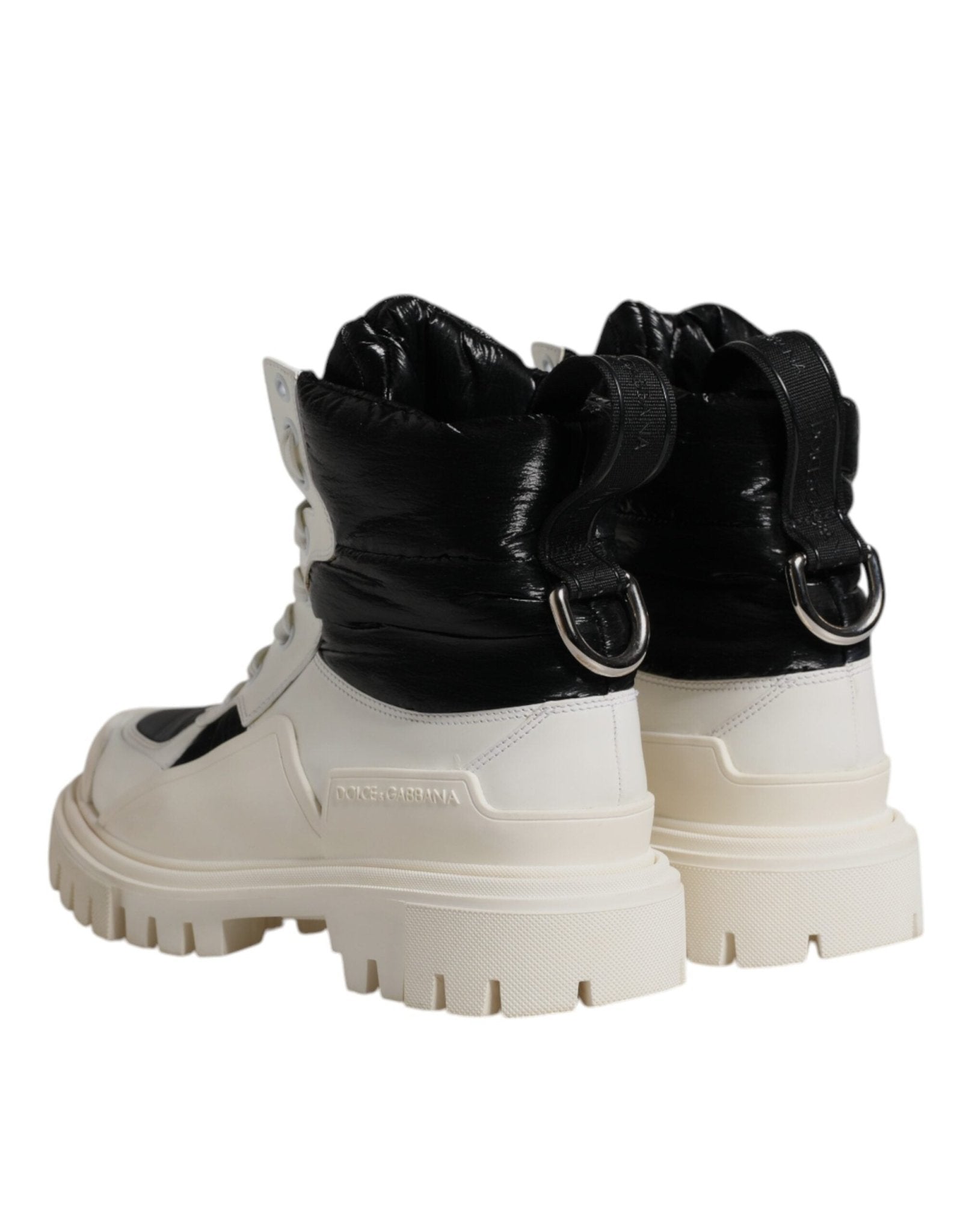 Dolce & Gabbana White Padded Mid Calf Lace Up Boots Shoes - RIMODA