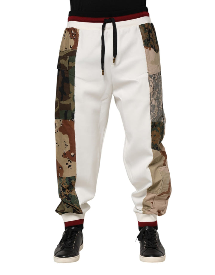Dolce & Gabbana White Patchwork Mens Jogger Pants - RIMODA