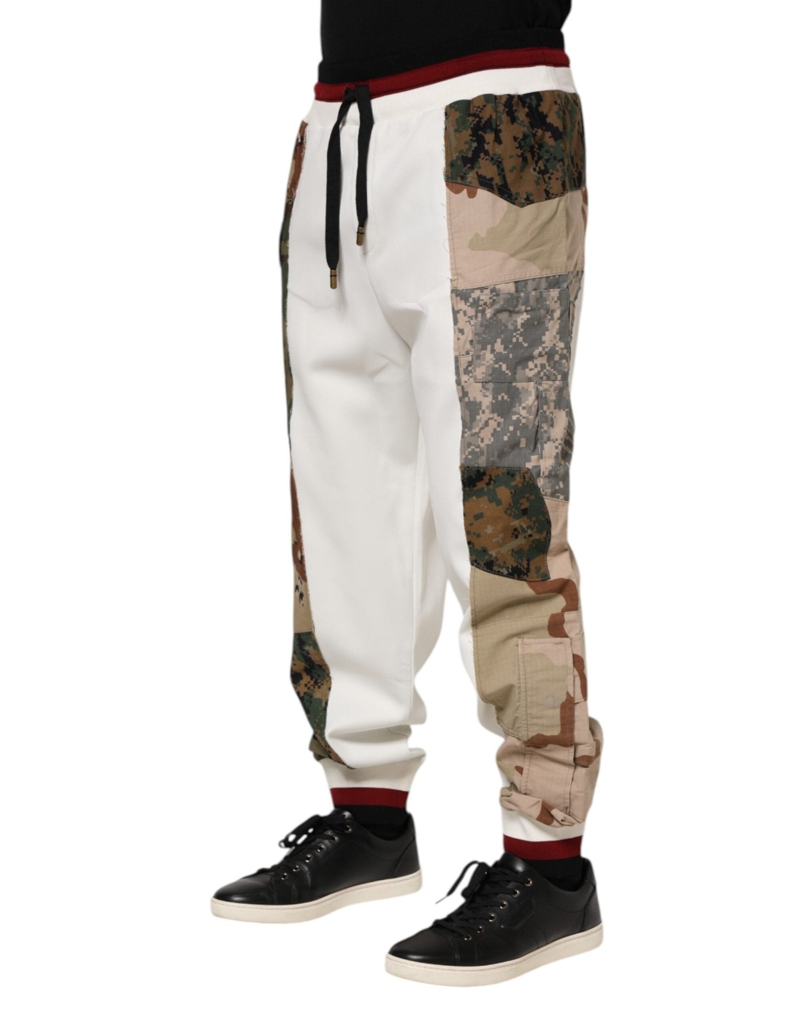 Dolce & Gabbana White Patchwork Mens Jogger Pants - RIMODA