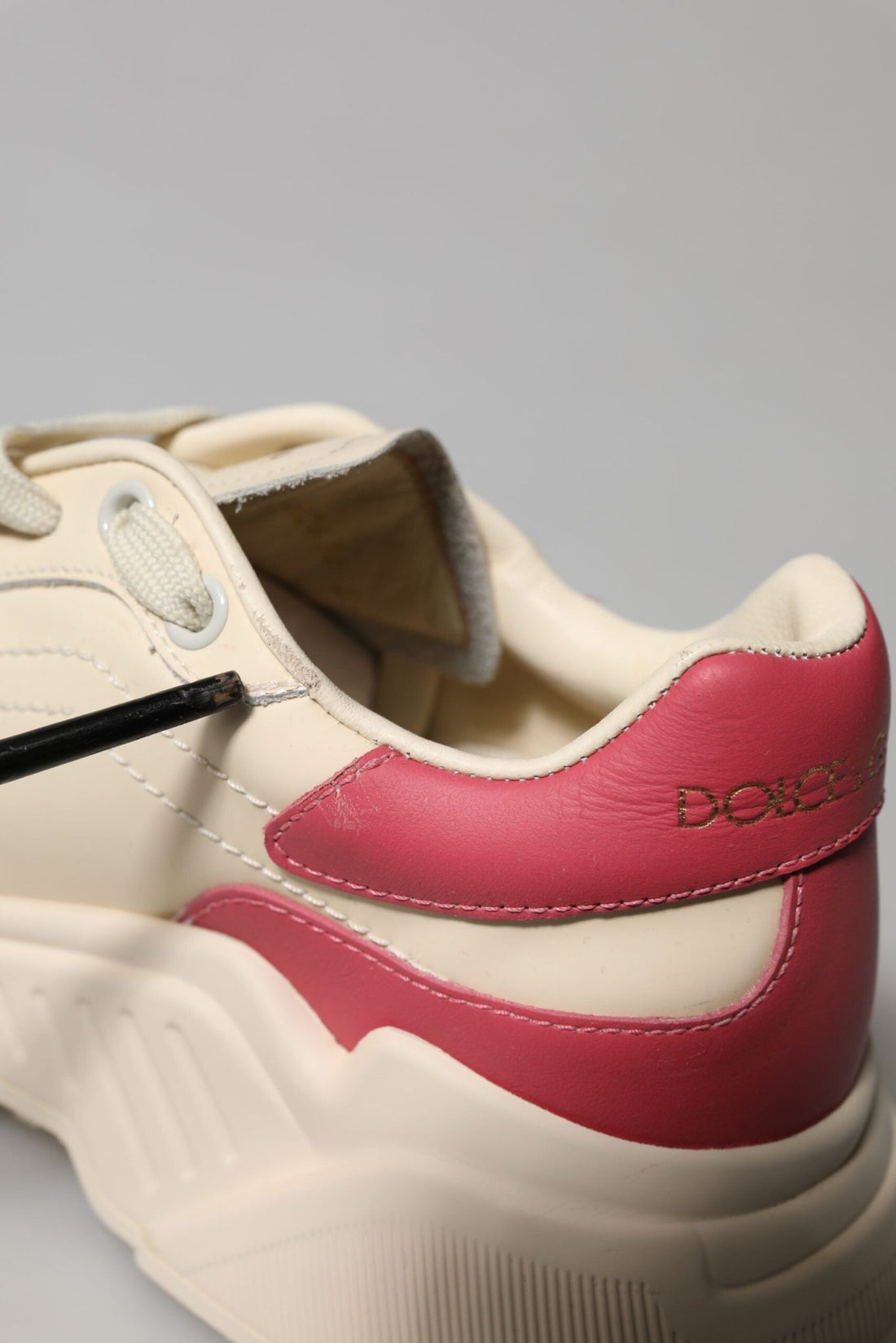 Dolce & Gabbana White Pink Leather Daymaster Sneakers Shoes - RIMODA