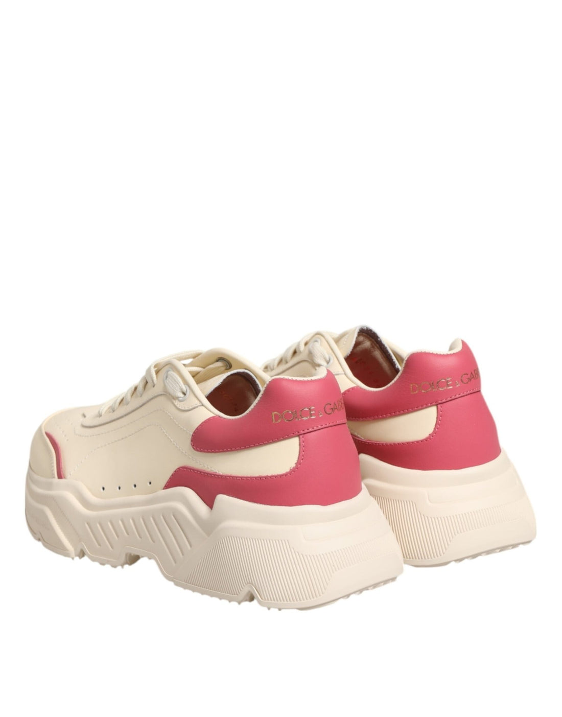 Dolce & Gabbana White Pink Leather Daymaster Sneakers Shoes - RIMODA