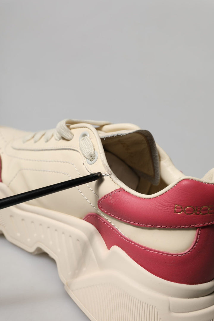 Dolce & Gabbana White Pink Leather Daymaster Sneakers Shoes - RIMODA