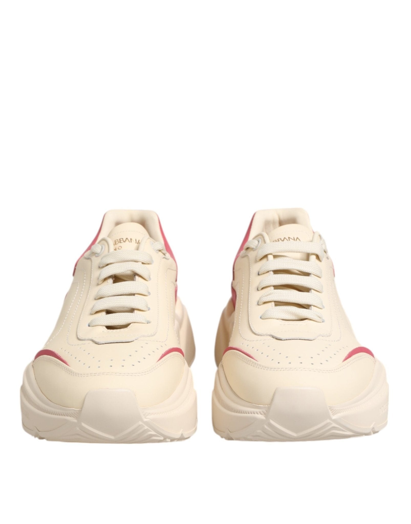 Dolce & Gabbana White Pink Leather Daymaster Sneakers Shoes - RIMODA