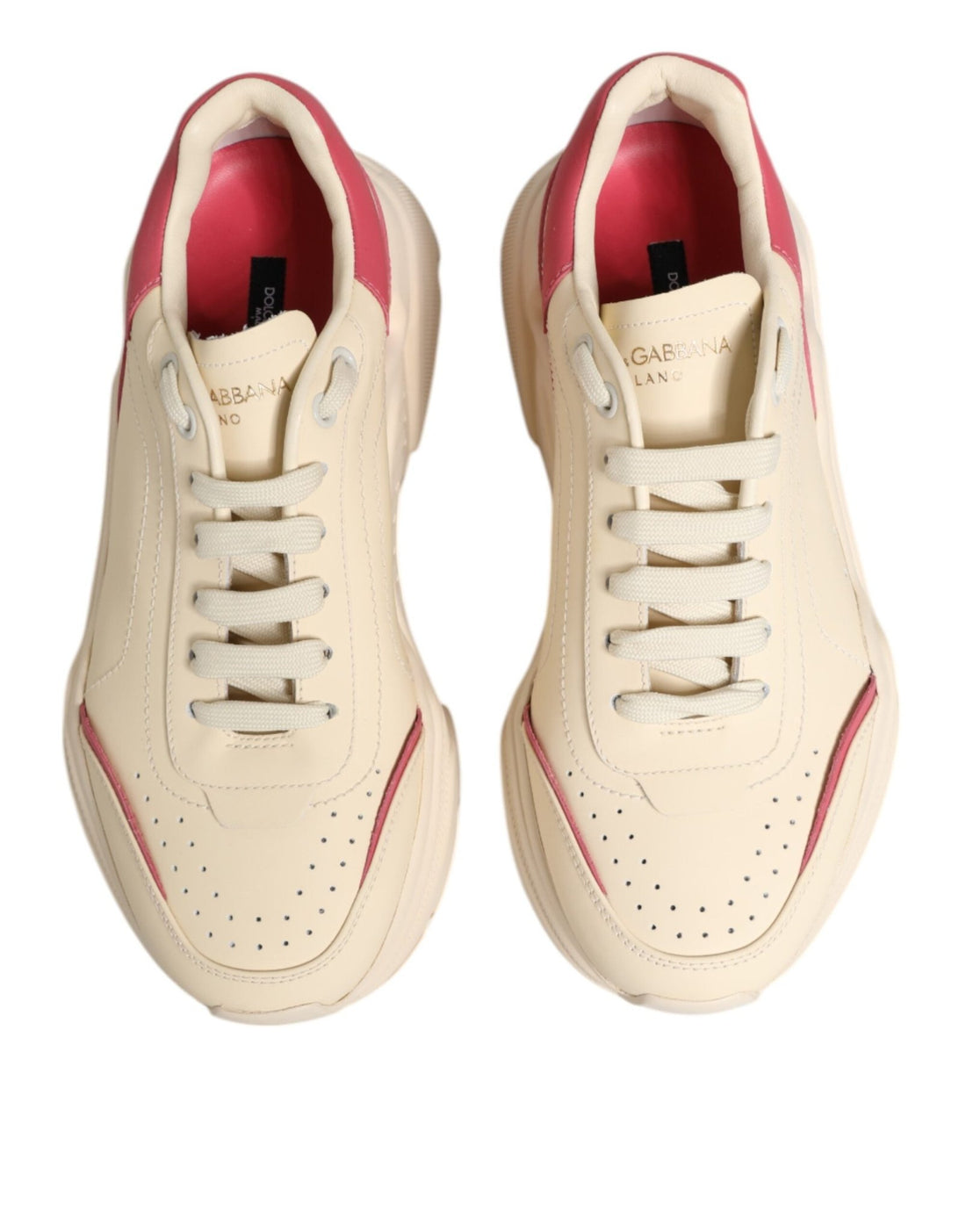 Dolce & Gabbana White Pink Leather Daymaster Sneakers Shoes - RIMODA