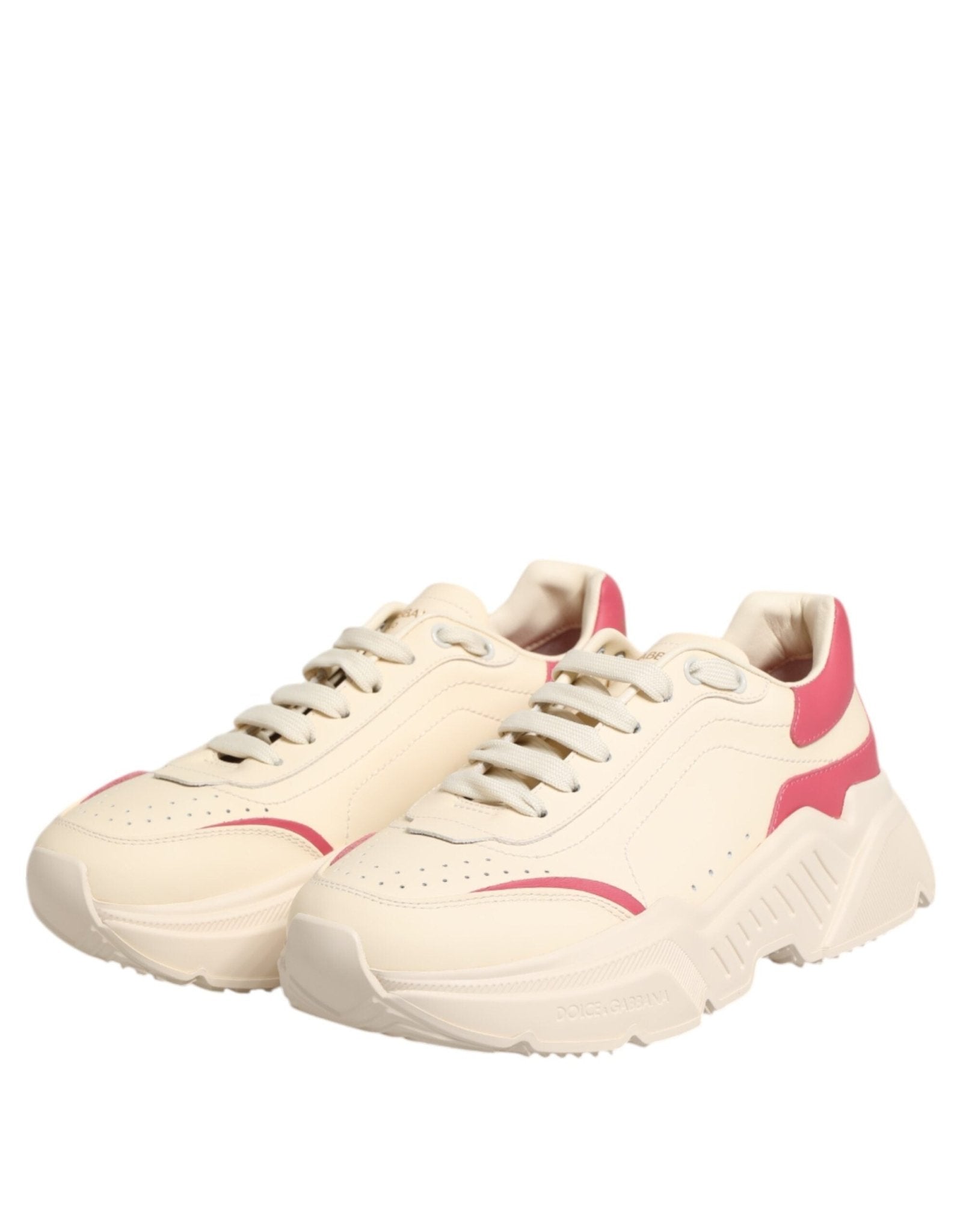 Dolce & Gabbana White Pink Leather Daymaster Sneakers Shoes - RIMODA
