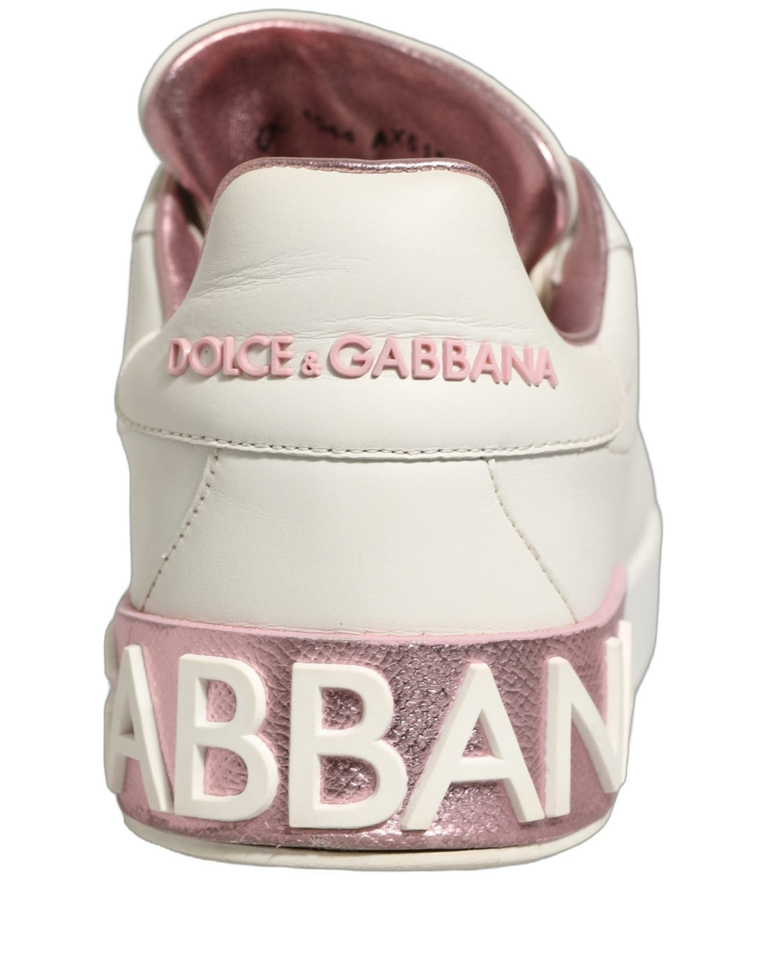 Dolce & Gabbana White Pink Leather Low Top Sneakers Shoes - RIMODA