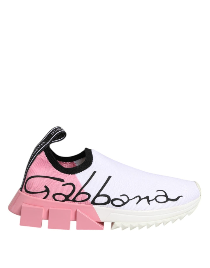 Dolce & Gabbana White Pink Low Top Sorrento Sneakers Shoes - RIMODA