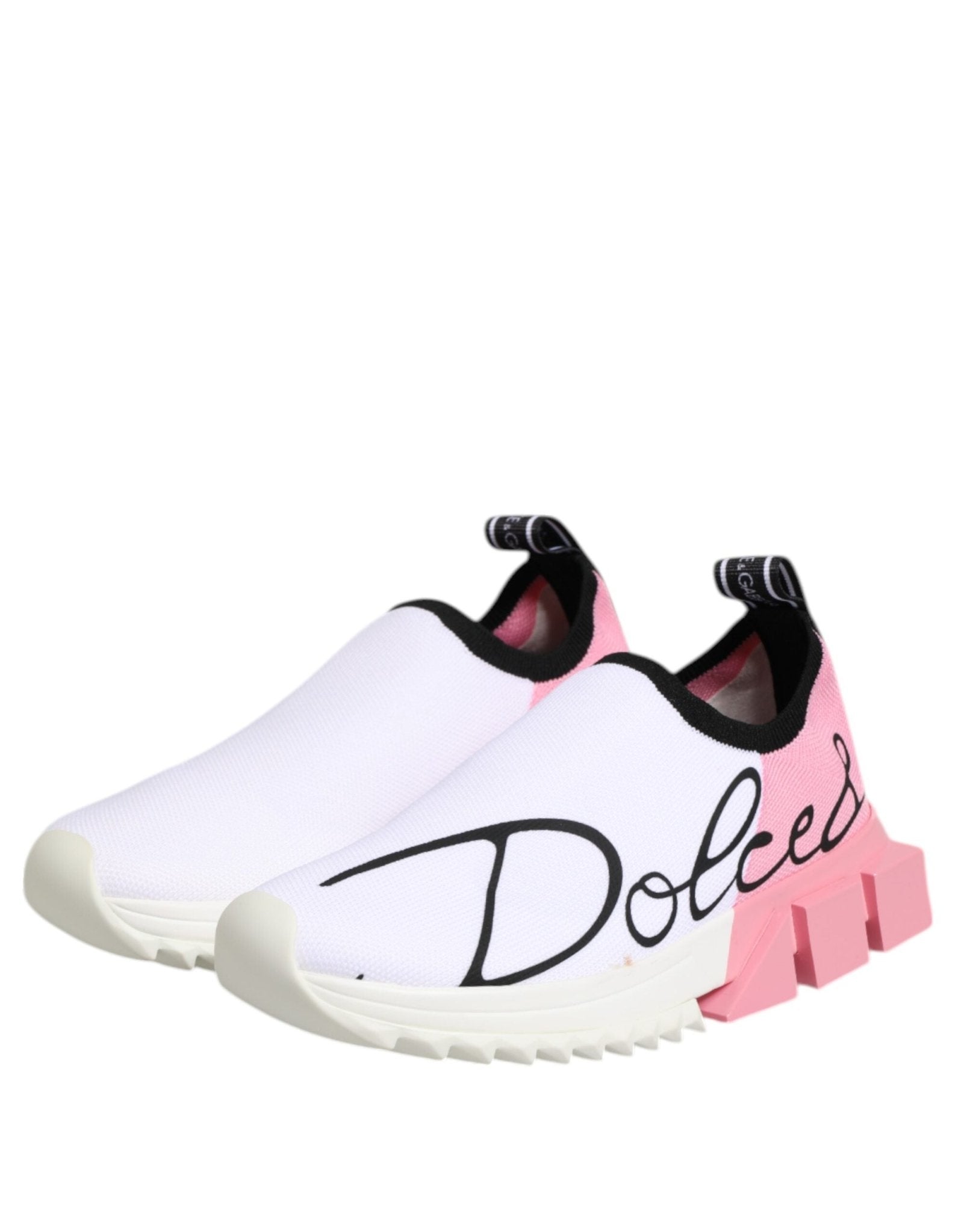 Dolce & Gabbana White Pink Low Top Sorrento Sneakers Shoes - RIMODA