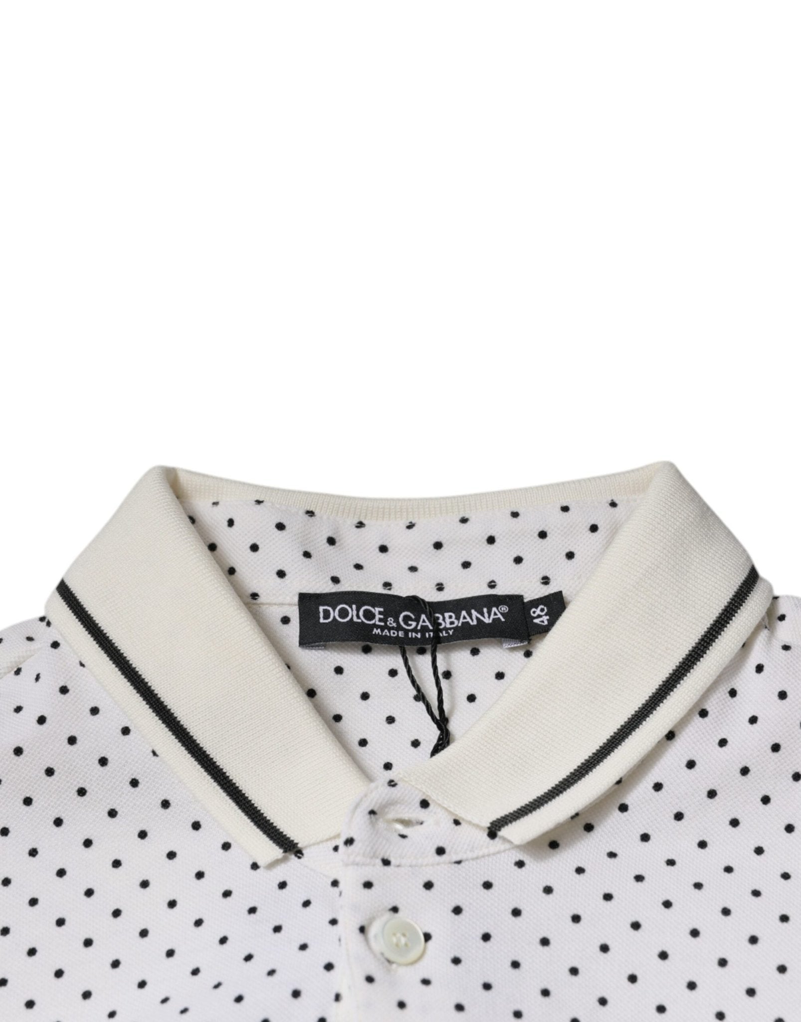 Dolce & Gabbana White Polka Dot Cotton Collared Polo T-shirt - RIMODA