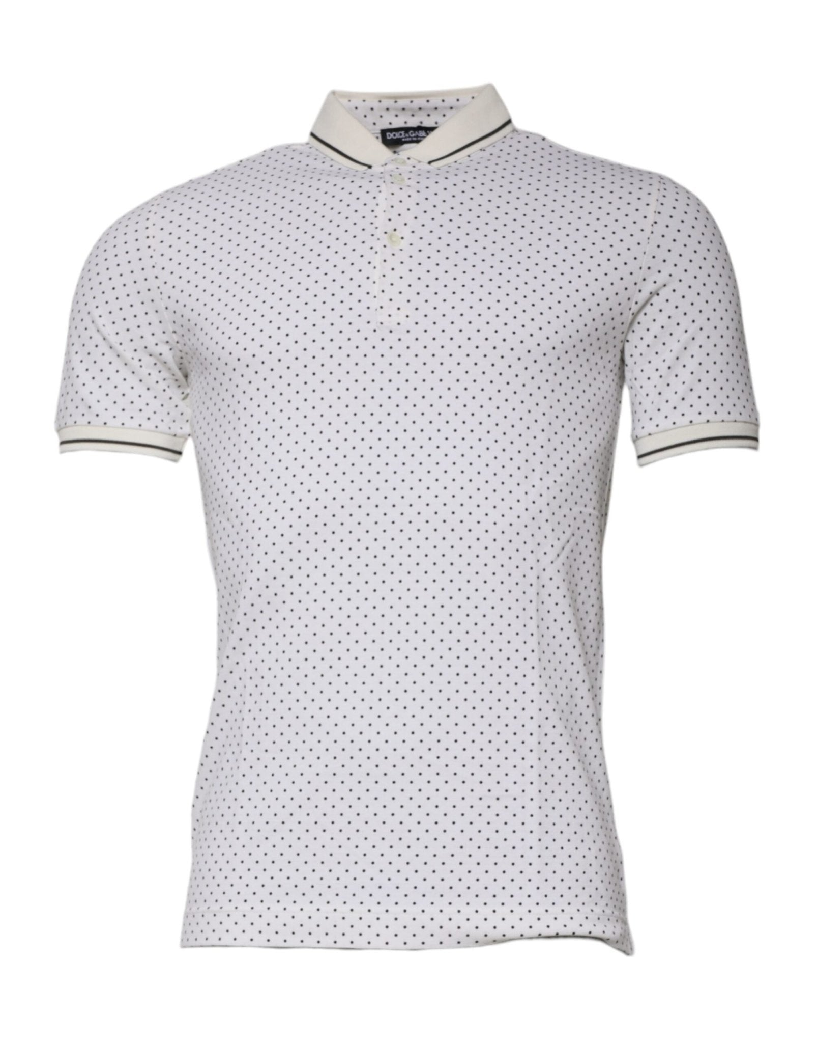 Dolce & Gabbana White Polka Dot Cotton Collared Polo T-shirt - RIMODA