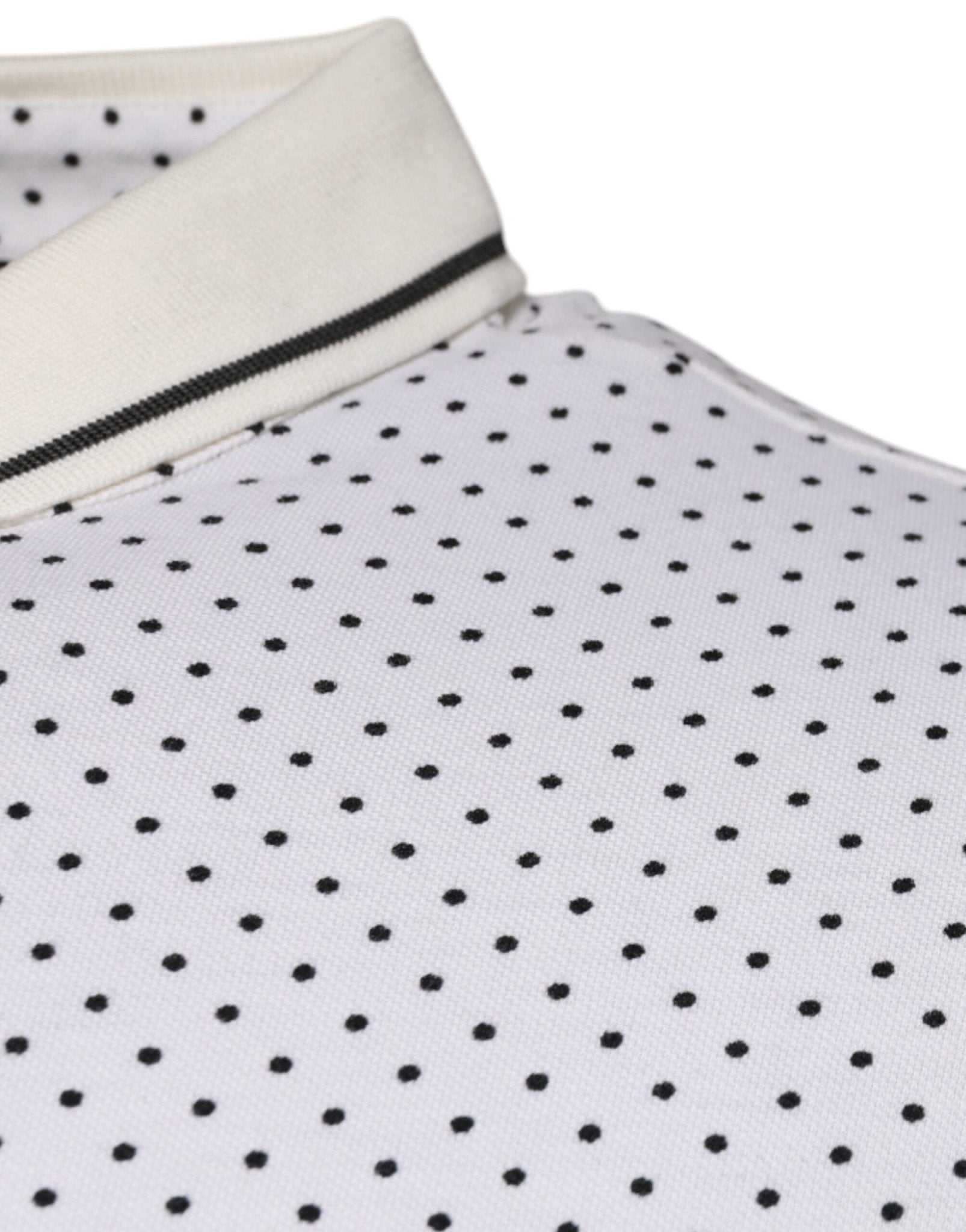 Dolce & Gabbana White Polka Dot Cotton Collared Polo T-shirt - RIMODA