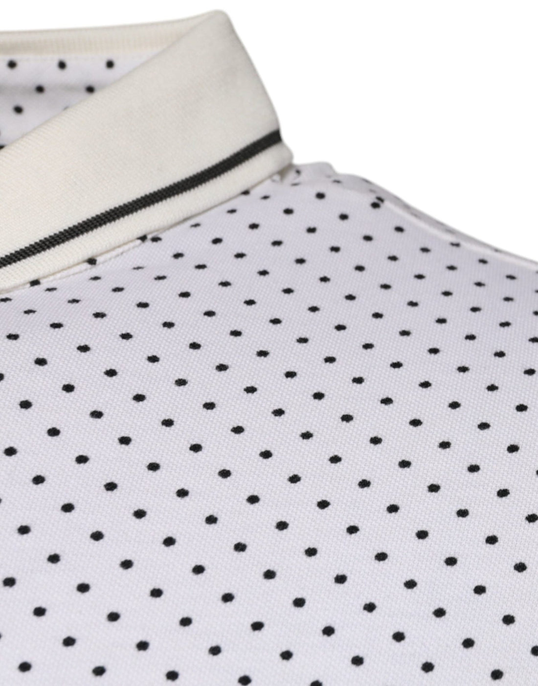 Dolce & Gabbana White Polka Dot Cotton Collared Polo T-shirt - RIMODA