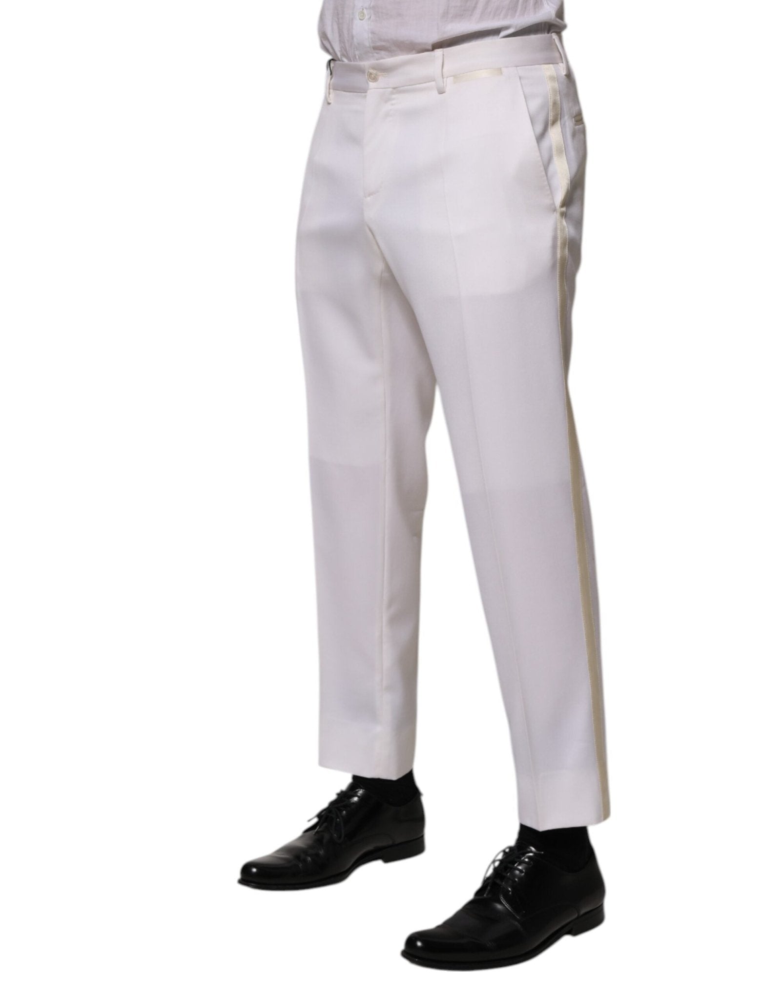 Dolce & Gabbana White Polyester Tapered Formal Trouser Pants - RIMODA