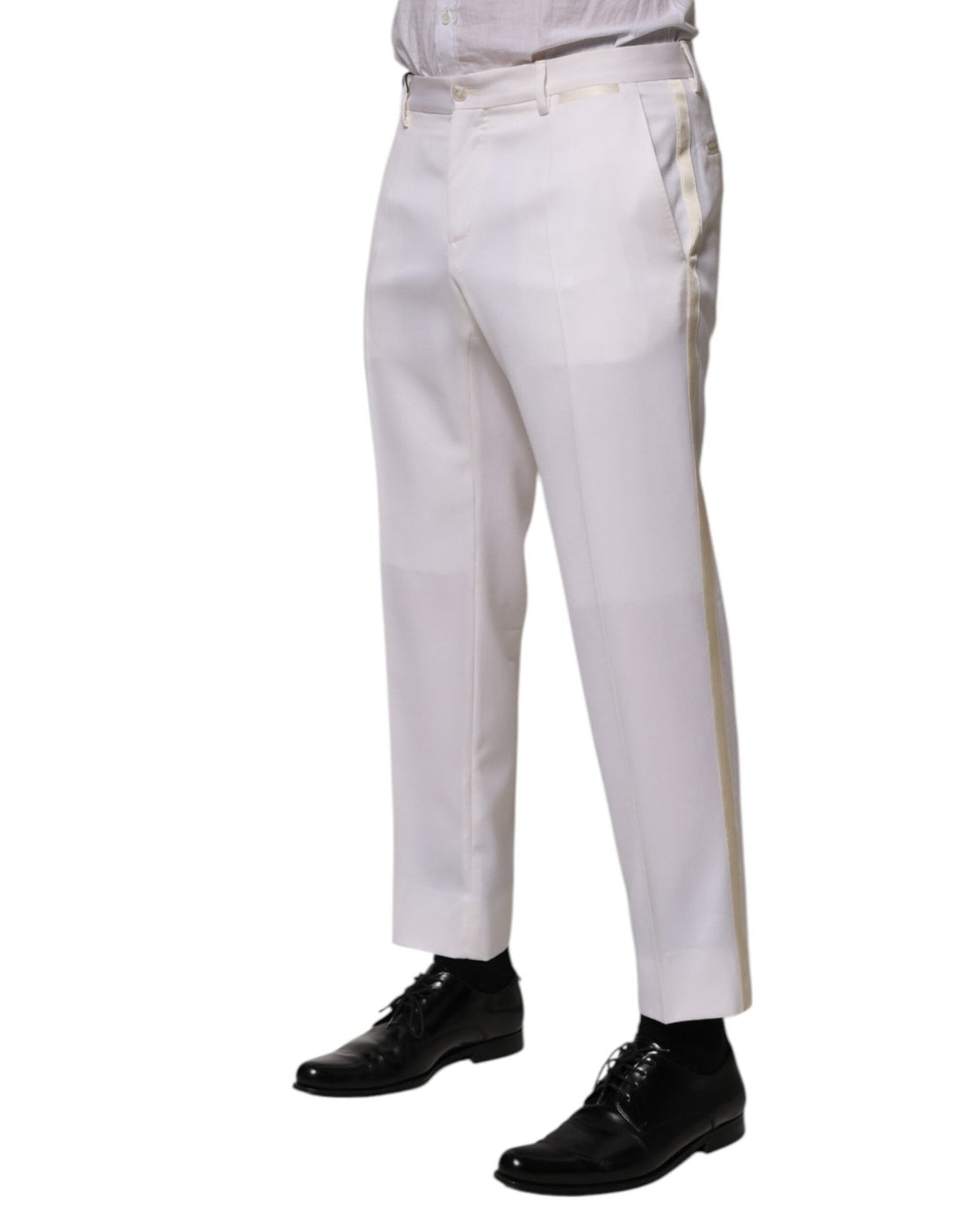 Dolce & Gabbana White Polyester Tapered Formal Trouser Pants - RIMODA