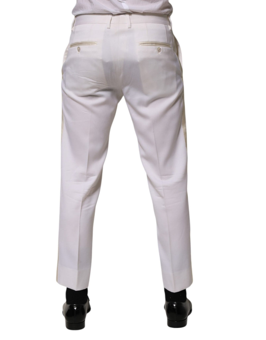 Dolce & Gabbana White Polyester Tapered Formal Trouser Pants - RIMODA