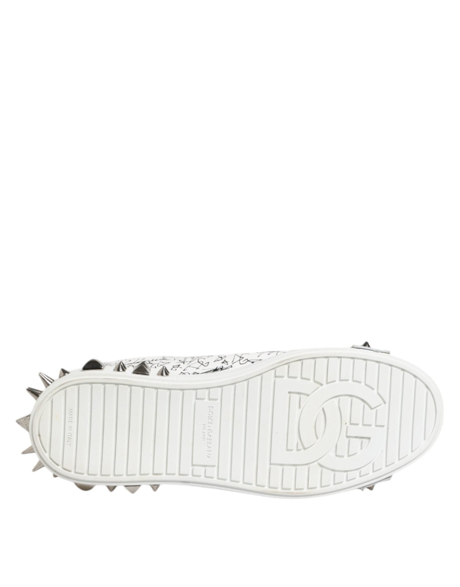 Dolce & Gabbana White Portofino Studded Men Sneakers Shoes - RIMODA