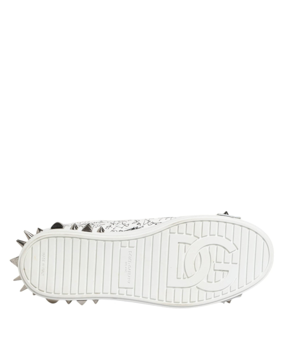 Dolce & Gabbana White Portofino Studded Men Sneakers Shoes - RIMODA