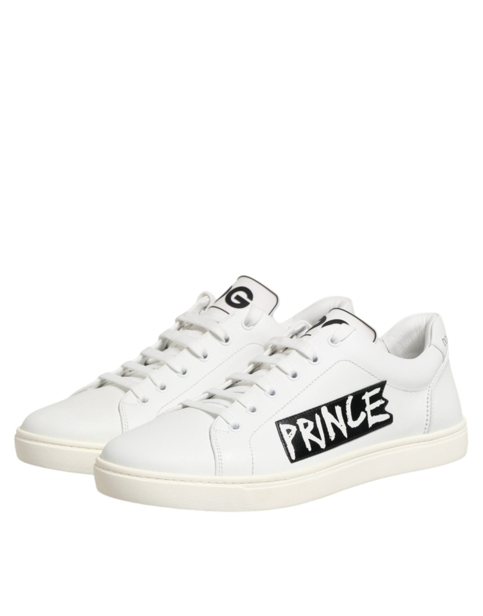 Dolce & Gabbana White Prince Leather Low Top Men Sneakers Shoes - RIMODA