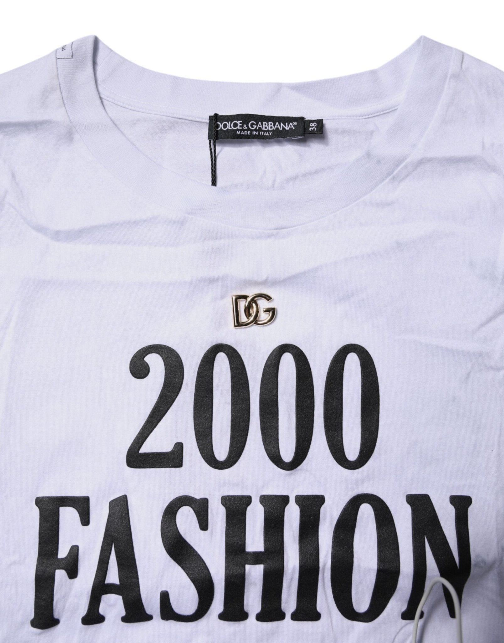 Dolce & Gabbana White Print Lace-Up Cotton Crew Neck T-shirt - RIMODA