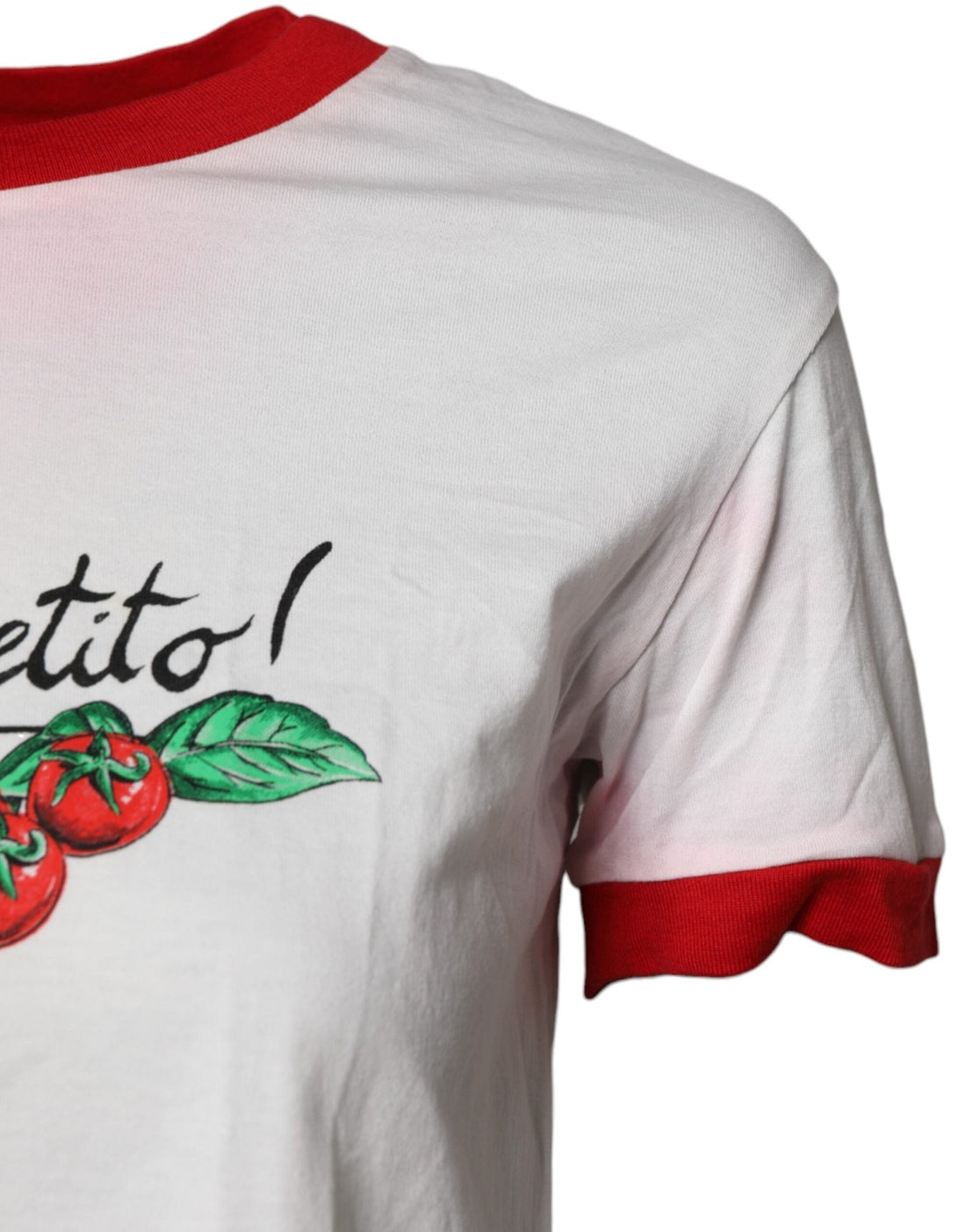 Dolce & Gabbana White Printed Round Neck Cropped Top T-shirt - RIMODA