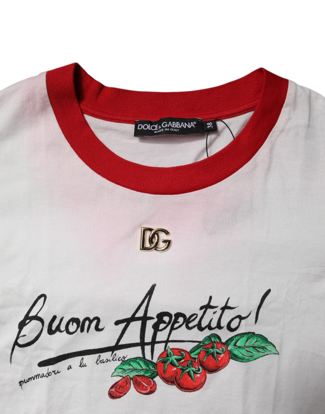 Dolce & Gabbana White Printed Round Neck Cropped Top T-shirt - RIMODA
