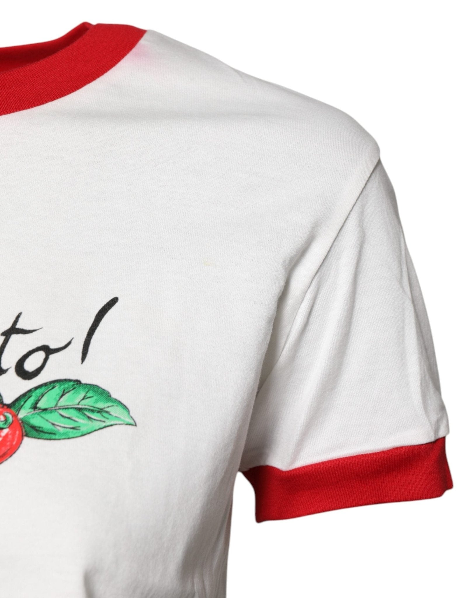 Dolce & Gabbana White Printed Round Neck Cropped Top T-shirt - RIMODA