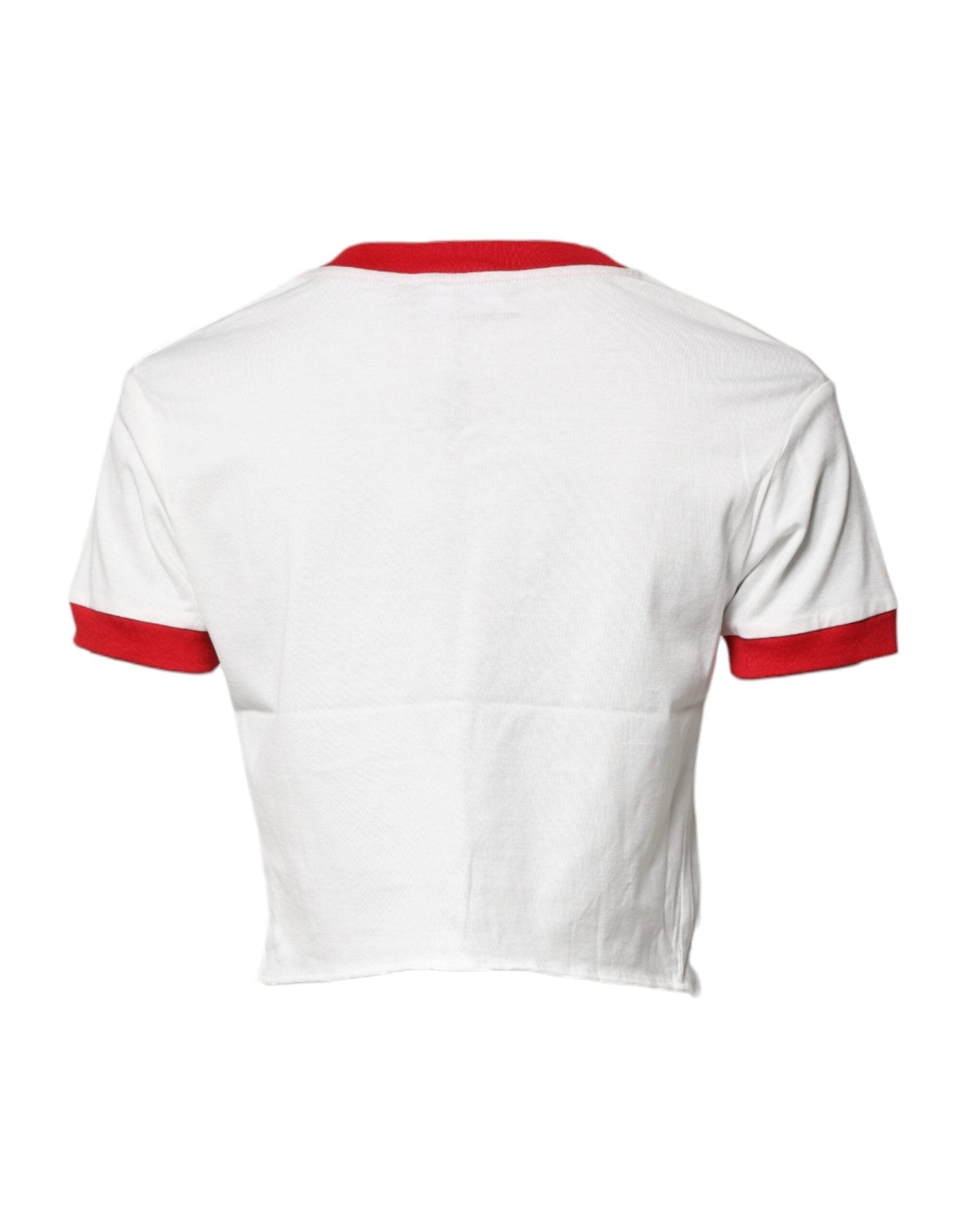 Dolce & Gabbana White Printed Round Neck Cropped Top T-shirt - RIMODA