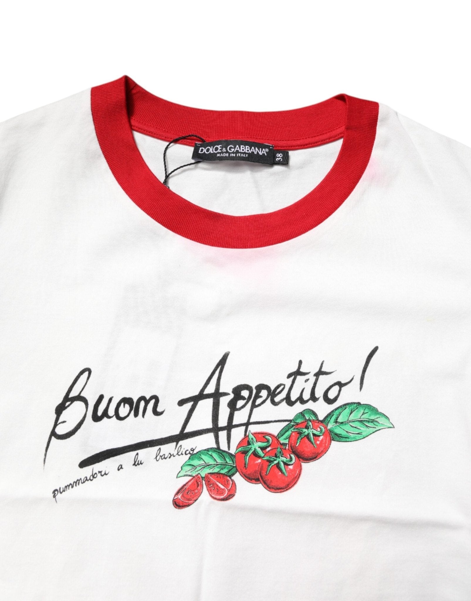 Dolce & Gabbana White Printed Round Neck Cropped Top T-shirt - RIMODA