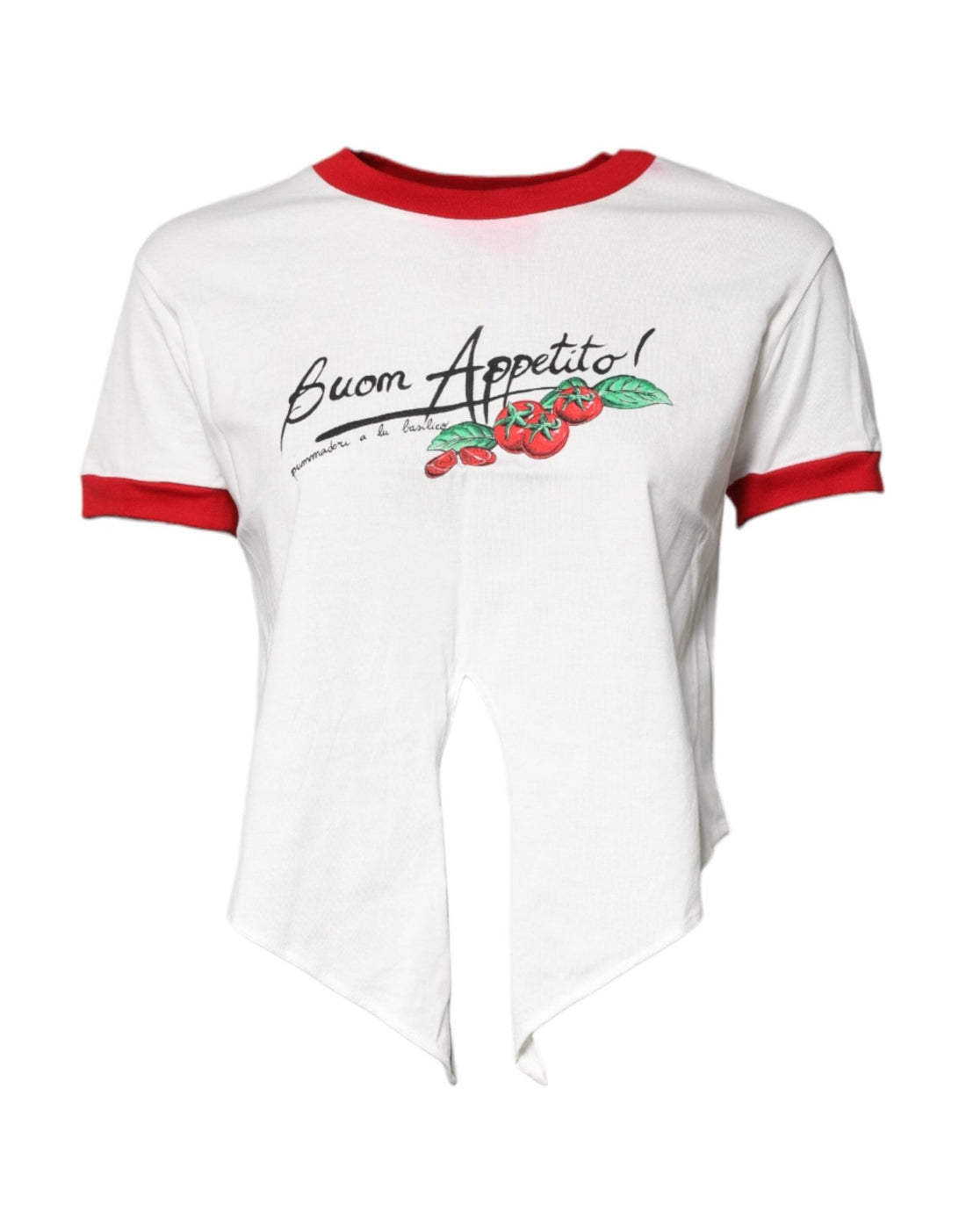 Dolce & Gabbana White Printed Round Neck Cropped Top T-shirt - RIMODA