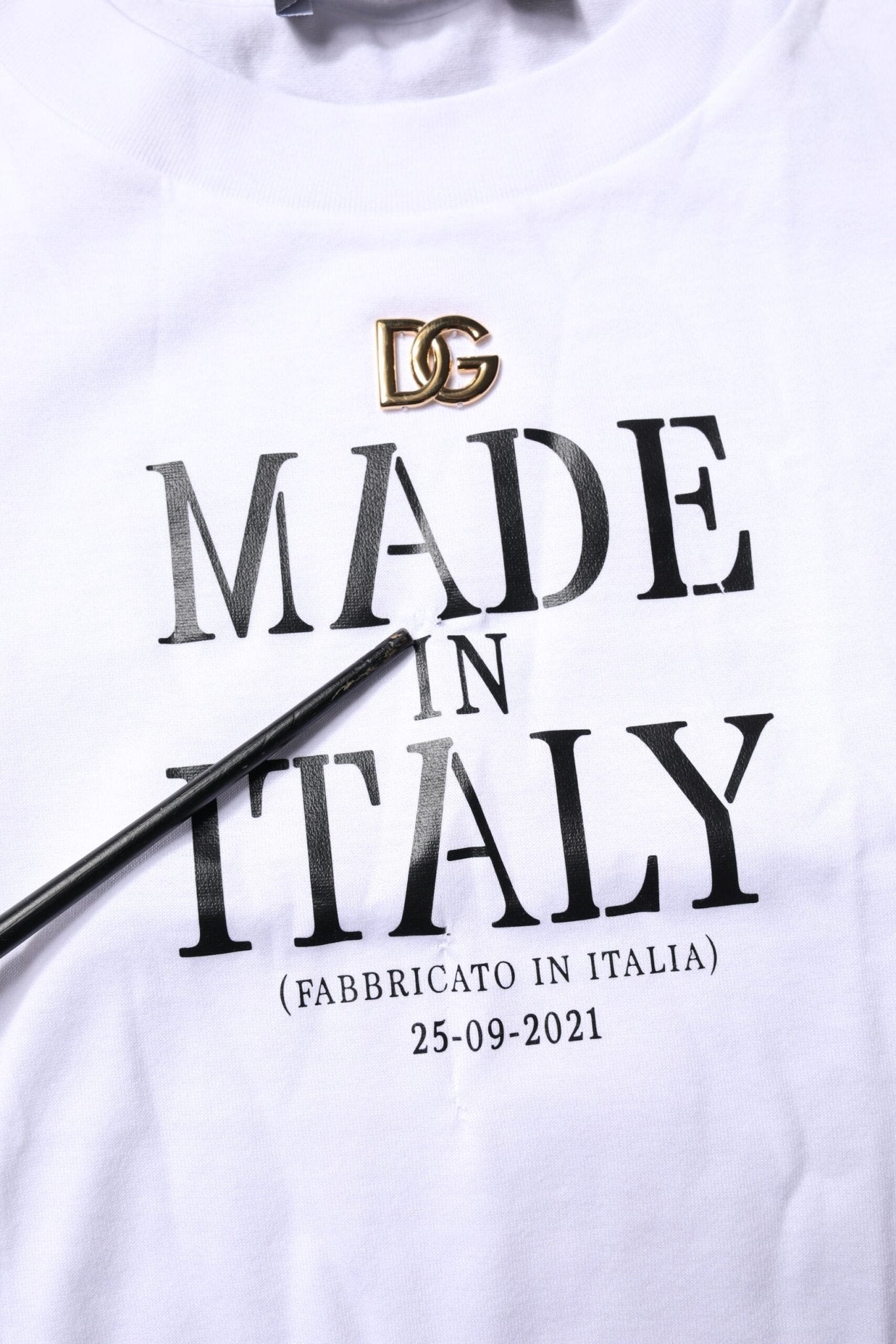 Dolce & Gabbana White Printed Round Neck Top Cotton T-shirt - RIMODA