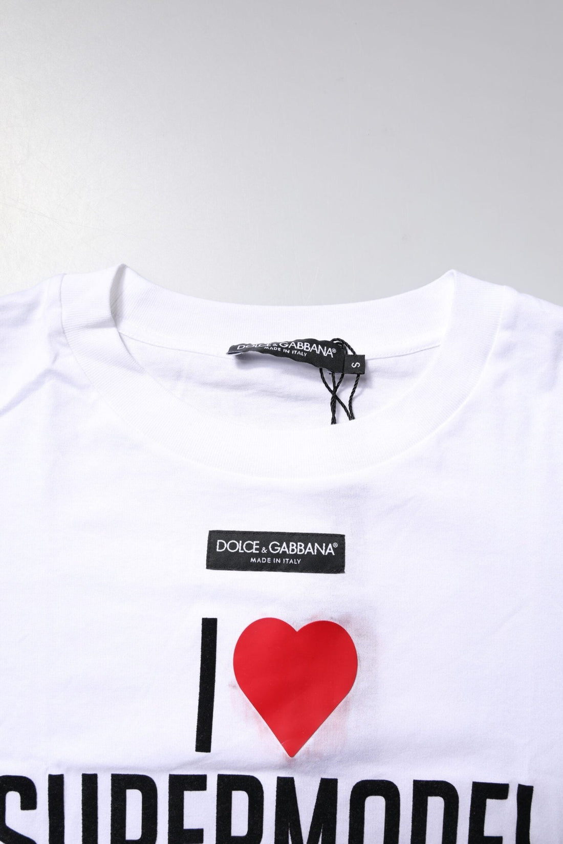 Dolce & Gabbana White Printed Round Neck Top Cotton T-shirt - RIMODA
