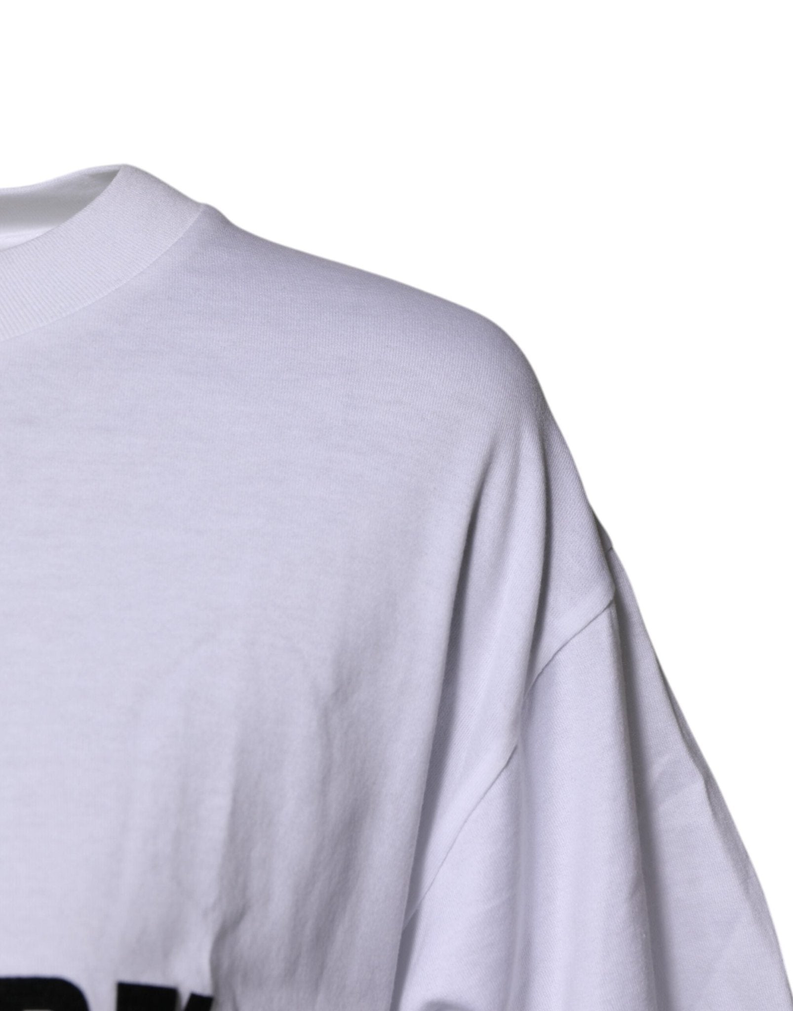 Dolce & Gabbana White Printed Round Neck Top Cotton T-shirt - RIMODA