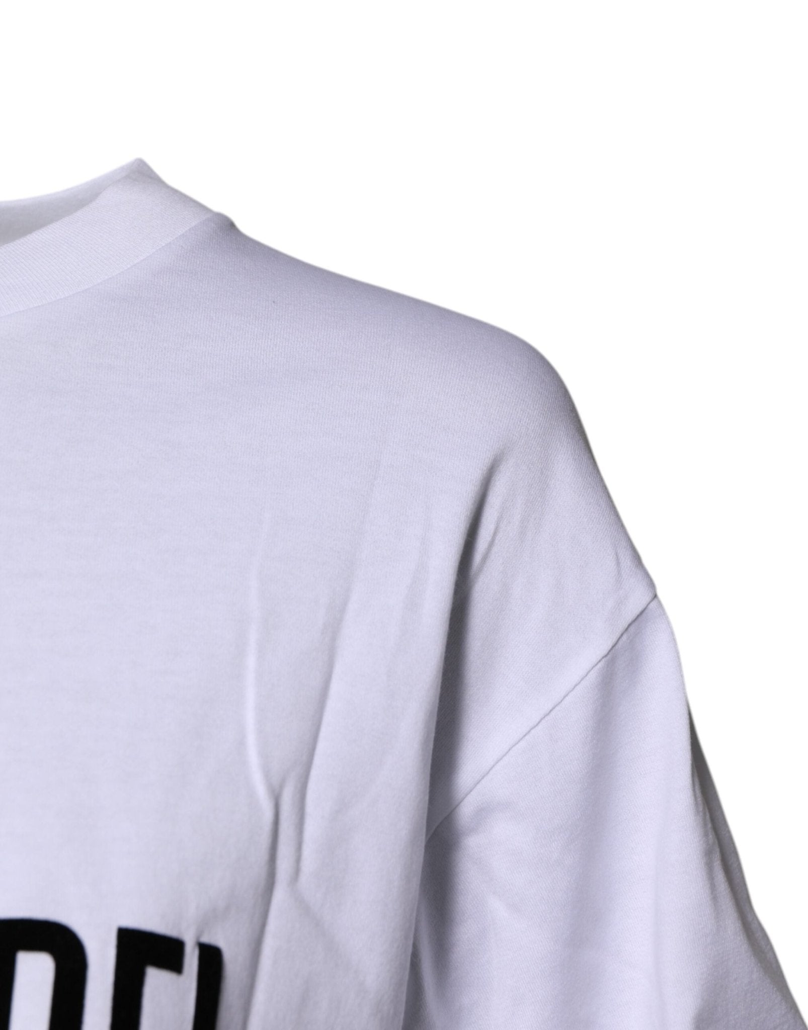 Dolce & Gabbana White Printed Round Neck Top Cotton T-shirt - RIMODA