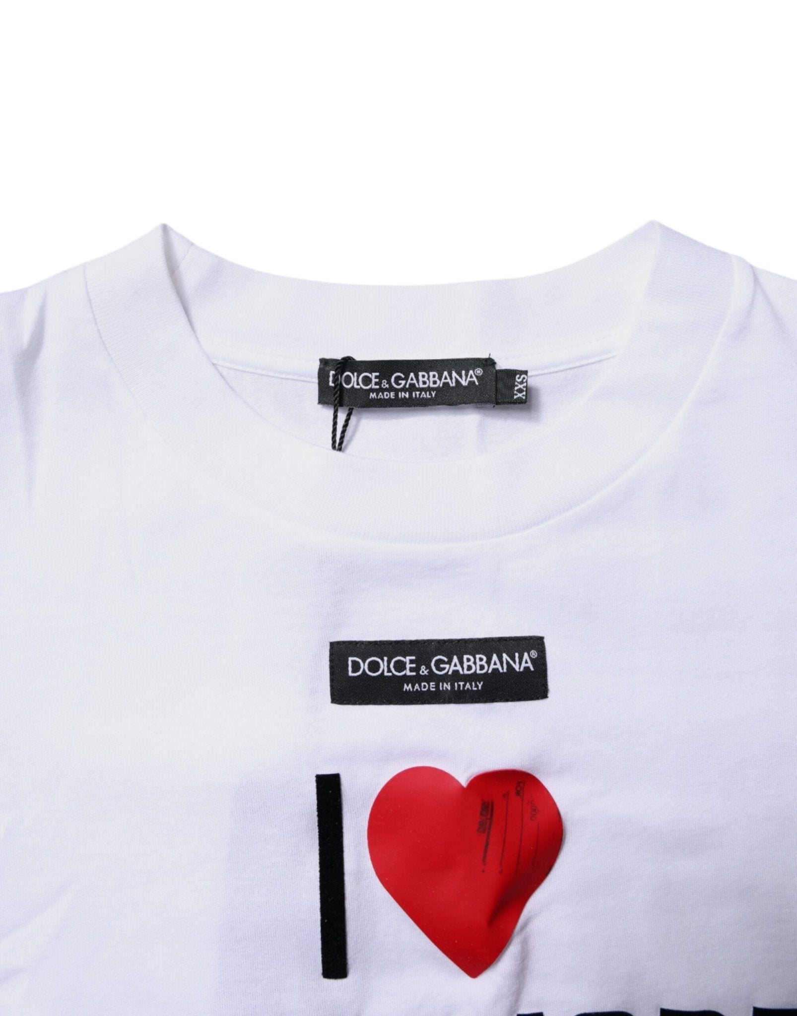 Dolce & Gabbana White Printed Round Neck Top Cotton T-shirt - RIMODA