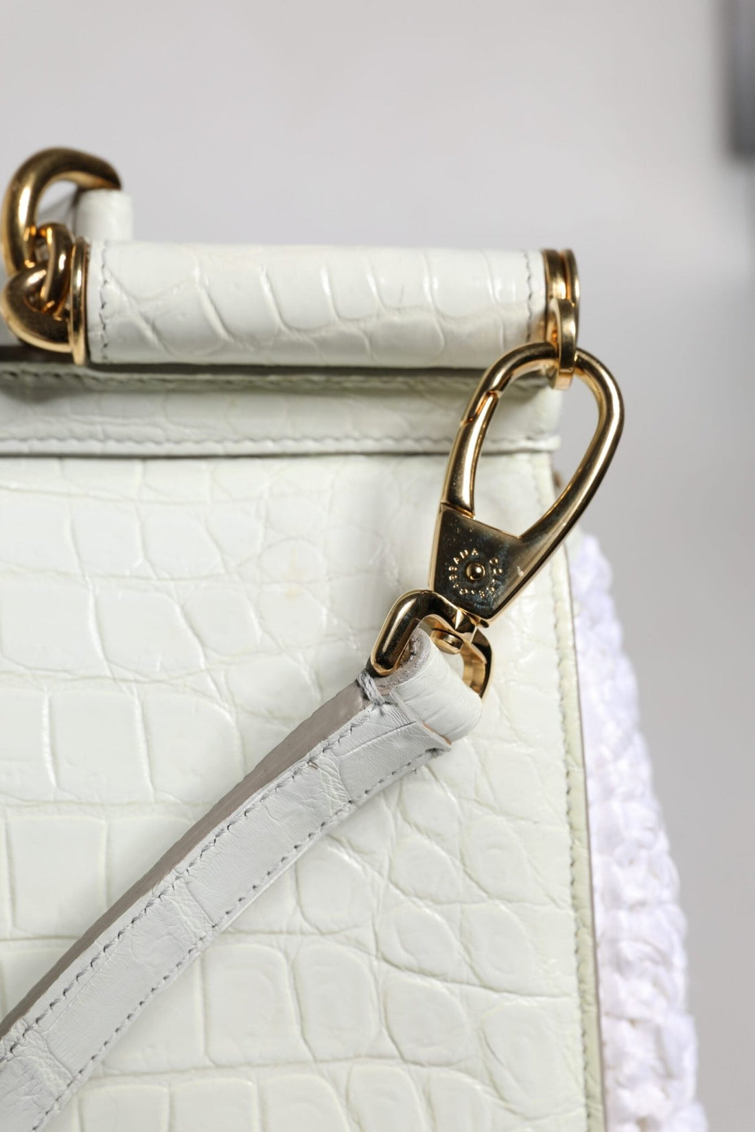 Dolce & Gabbana White Rafia Leather Top Handle Crossbody Bag - RIMODA