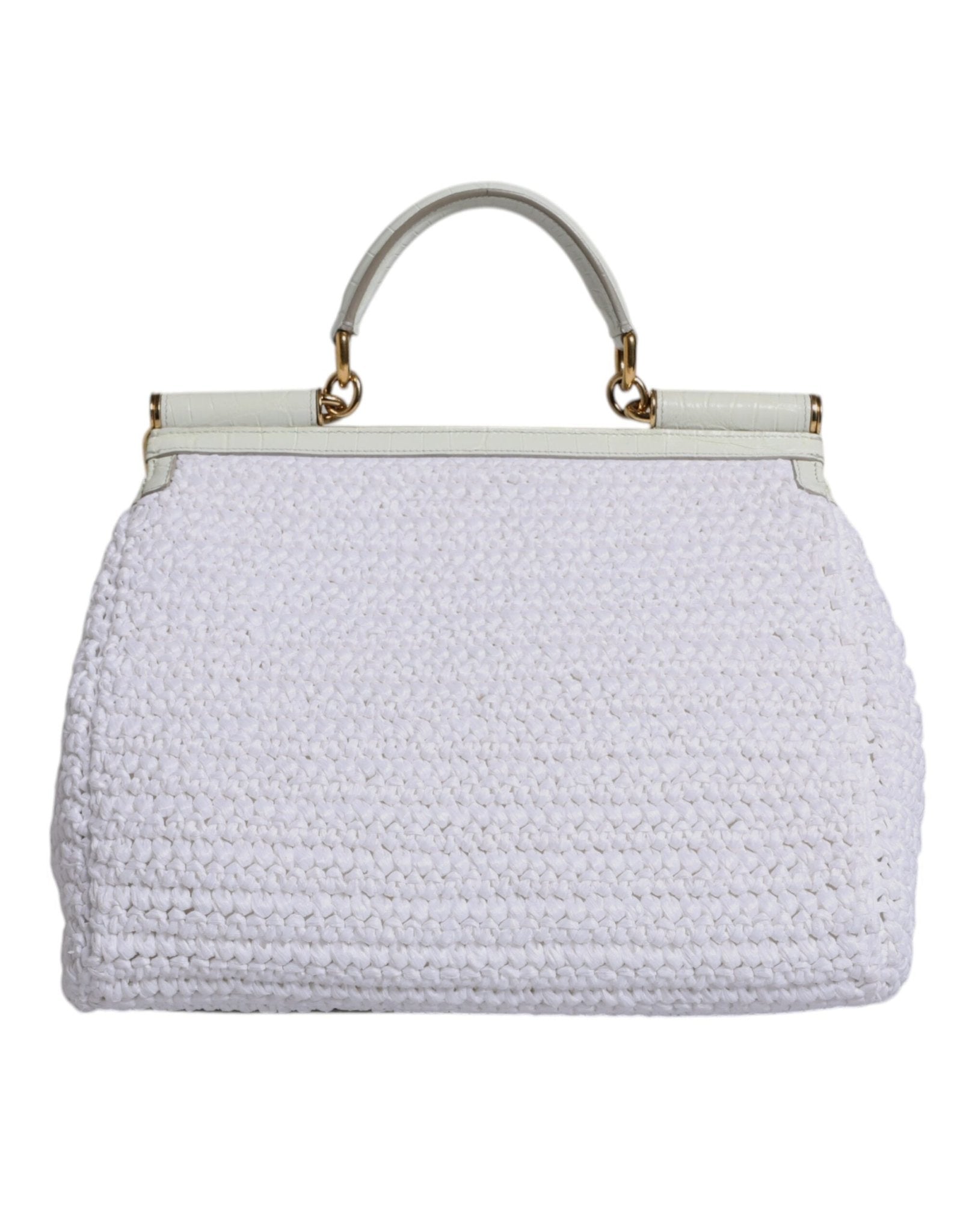 Dolce & Gabbana White Rafia Leather Top Handle Crossbody Bag - RIMODA
