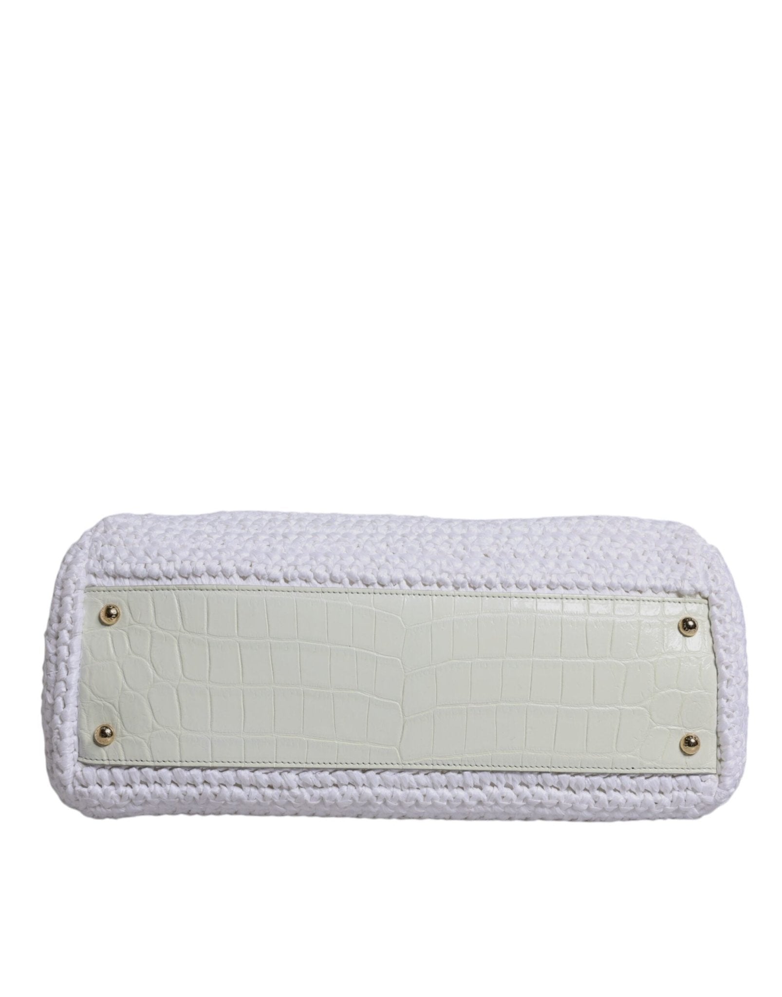 Dolce & Gabbana White Rafia Leather Top Handle Crossbody Bag - RIMODA