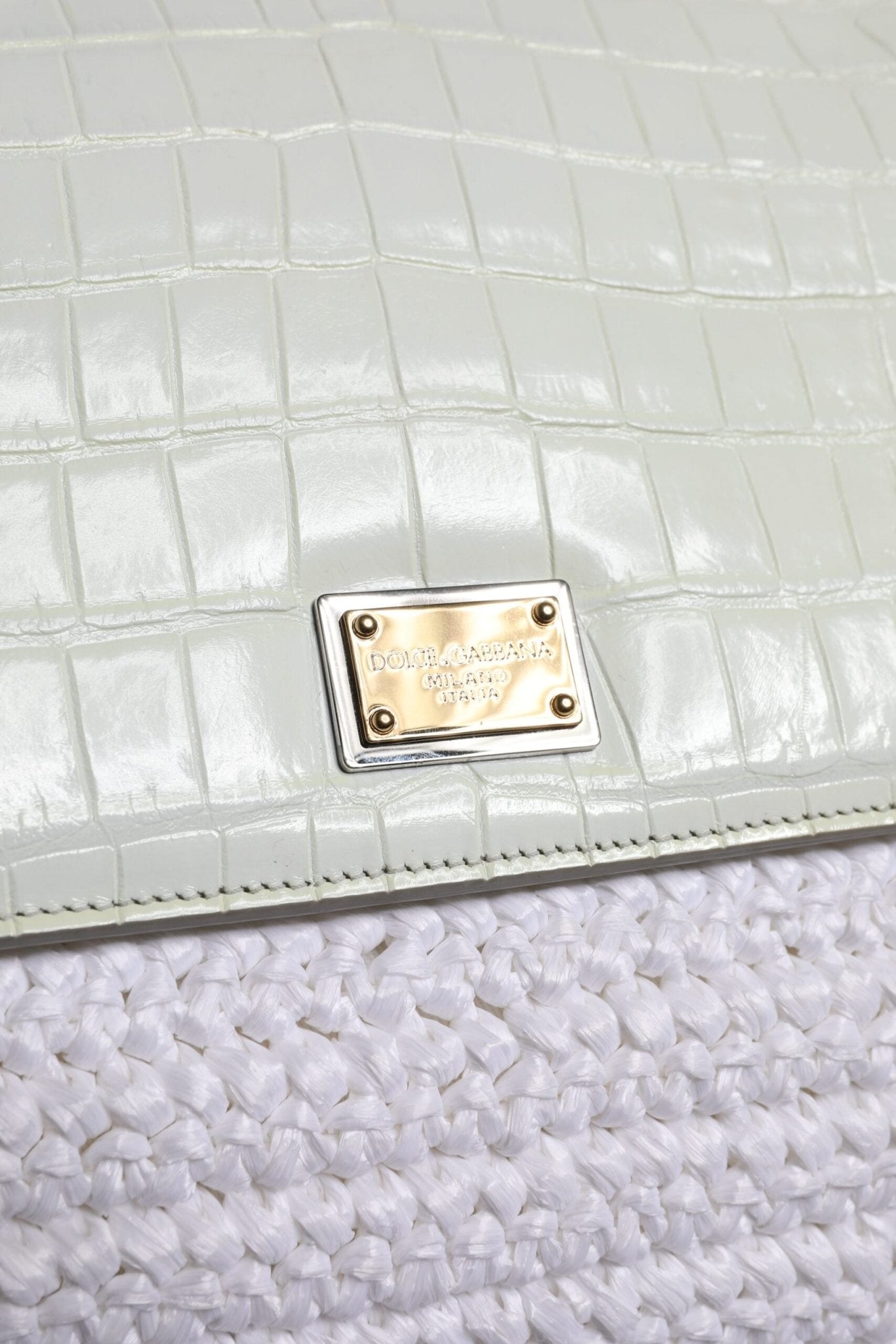 Dolce & Gabbana White Rafia Leather Top Handle Crossbody Bag - RIMODA